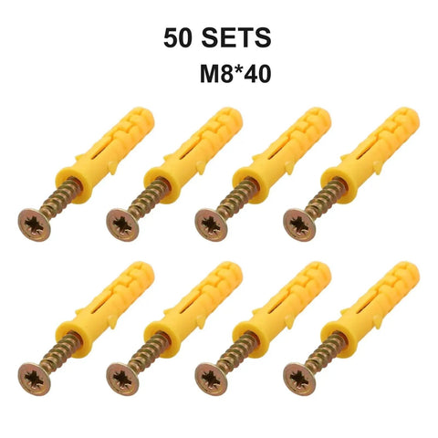 50 Pack M6x40 Self Drilling Expansion Screws Wall Anchors For Drywall Yellow Zinc Plated Carbon Steel Rust Resistant No Prep Install Heavy Duty Mounting Kit For Shelves TV Brackets, M8*40 50 sets