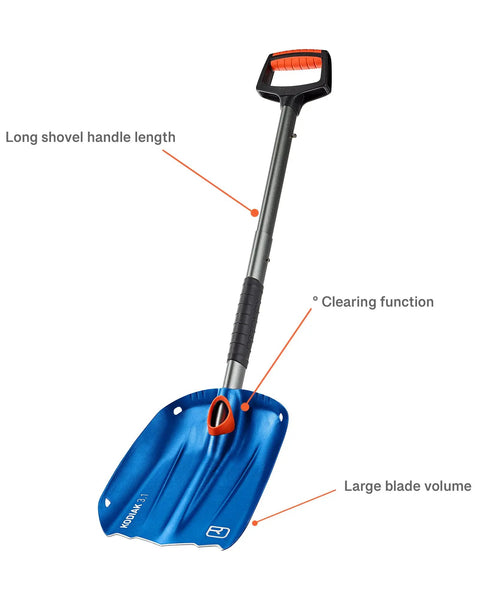Beefy Collapsible Avalanche Shovel With Aluminum Construction Kodiak I, Lightweight And Adjustable With Auto Lock System, Rigid Anodized Blade For Backcountry Safety And Quick Snow Clearing