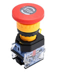 22mm Red Emergency Stop Push Button Switch With Mushroom Head Stop Signal 1NO1NC 600V 10A Type B Latching Push Lock Turn To Release