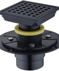 Matte Black 4 And A Quarter Inch Round Shower Drain Grate With Adjustable Threaded Base Flange Built To Last Fits Two Or Three Inch Drain Pipes Stainless Steel Grate ABS Flange Heavy Duty Construction