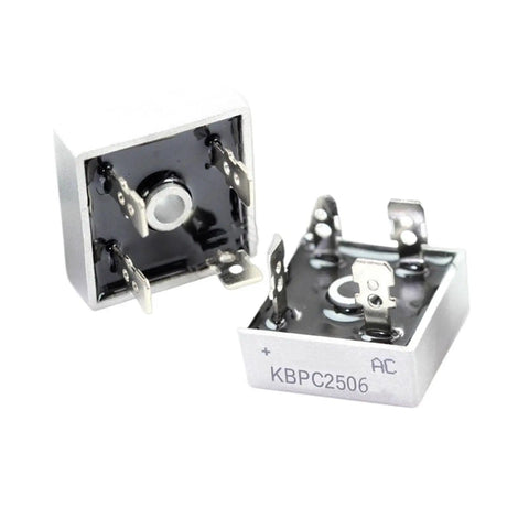 Two Pack 25 Amp 600 Volt DIP4 Square Bridge Rectifier Kit, High-Current Dual Bridge Module For Power Supplies, DIY Electronics, And Electrical Projects, KBPC2506