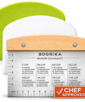 Dough Scraper and Bench Scraper Kitchen Tool Set in Stainless Steel with engraved measurement guide and chef approved badge
