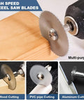 8 Piece High Speed Steel Mini Saw Blade Set For Drills And Rotary Tools cutting wood, PVC, and aluminum