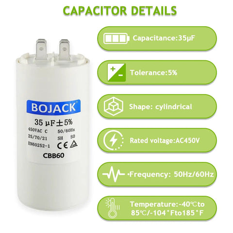 CBB60 35uF 450V AC Capacitor Round Run Start Capacitor With Two Sets Of Inserts, product details, cylindrical shape