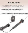 Electric Foam Cutter Kit For Styrofoam Projects With Fast Heat Up, durable handle, transformer adapter, and 10 cm wire pen shown.