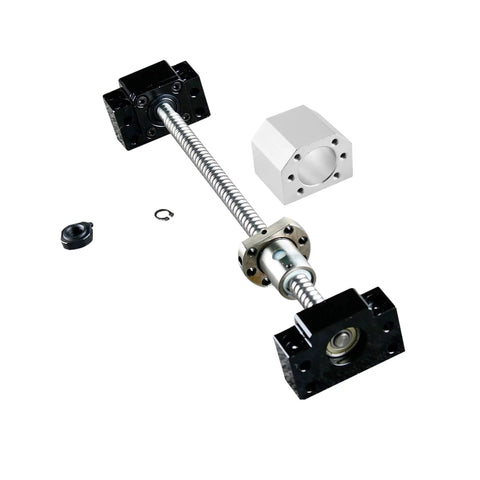 Real Heavy Duty SFU1605 Ball Screw 500MM Kit Featuring BK12 BF12 Bearing Supports and DSG16H Anti Backlash Nut Housing detailed view