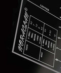 Close-up of Pro T Shirt Ruler Guide showing built-in size chart for easy accurate alignment of vinyl and sublimation designs on shirts.