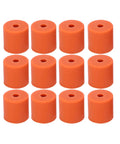 Built Like A Tank 12 Piece 3D Printer Heat Bed Leveling Kit with 16mm silicone columns in orange, used for precision leveling.