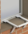 Tool Free No Drilling Window AC Bracket, No Tools Required, Heavy Duty Support Up To 200 Lbs shown installed on brick wall window