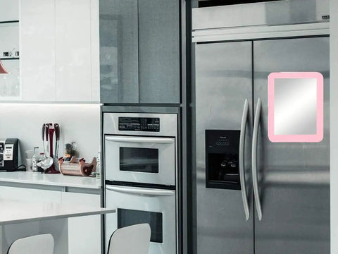 Magnetic Locker Mirror 5x7 Inches Real Glass With Strong Magnetic Backing Pink Small Mirror on kitchen refrigerator