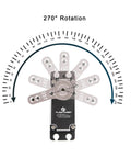 Beefy 45KgCm Coreless RC Servo With 270 Degree Steering, 8.4V Full Metal Gear, IP67 Waterproof, Ultra Fast 0.11s, steering angle diagram