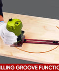 Built Tough Three In One Router Milling Groove Bracket With Smooth Slide Jig Templates and Flip Board, showcasing milling wood.