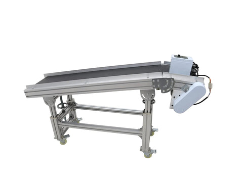 PVC Belt Inclined Conveyor System 59 Inch Long By 11.8 Inch Wide Electric Ramp Conveyor With Flat And Oblique Type Black Belt 110V