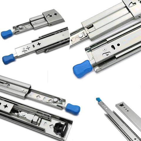 Heavy Duty Metal Drawer Slides Full Extension Cabinet Runners with Lock Silent and Stable, 400mm bead slides, 16-inch pair.