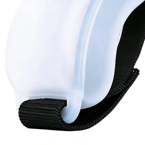Close-up of a Silicone Wrist Bottle With Hand Strap for Ultra Portable Hydration On The Go, showing the strap detail.