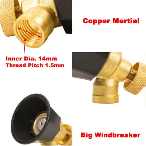 Copper Atomizing Irrigation Nozzle For Spraying And Misting, Pro Grade Adjustable Water Sprayer with M14x1.5 brass threading