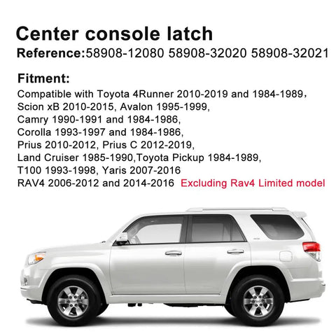 Center Console Lid Latch For Toyota 4Runner 2010 To 2019 RAV4 2006 To 2012 And 2014 To 2016 Yaris 2007 To 2016 Scion xB 2010 To 2015