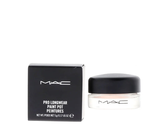 Longwear Cream Eyeshadow Pot In Bare Study, a creamy nude with subtle luminosity, 0.17 oz pot next to black packaging box.