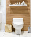 Image of a bathroom with a metal toilet plunger with holder no fuss hidden canister keeps your bathroom clean and clog-free compact storage