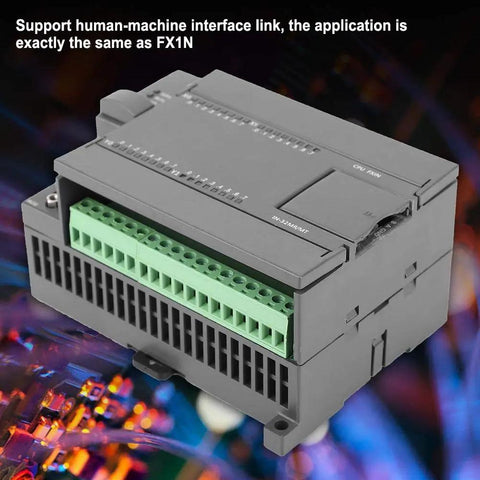 4 Way DC 24V Logic Controller PLC Industrial Control Board FX1N-32MT showing input ports and control features for automation.