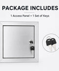 Bulletproof 10x10 Stainless Steel Access Panel For Drywall And Ceiling With Hinged Door, package includes 1 set of keys.