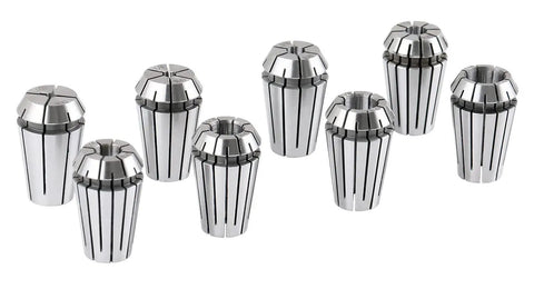 R8 Shank ER16 Collet System 8 Piece Set With 3 Thirty Second Inch To 3 Eighths Inch Collets Includes 1 Wrench In A Fitted Box Self Releasing Design For Pro Grade High Concentricity And Heavy Duty Clamping For End Mills Drills Reamers, ER16 collets