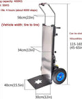 Heavy Duty Electric Stair Climbing Hand Truck With Massive 400kg Carrying Capacity And Super Smooth Brushless Motor Power dimensions and specifications.