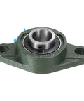 Pillow block bearing UCFL206-18 on green cast-iron base with 1-1/8 in bore and mounting holes