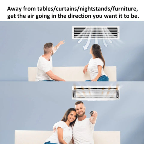 Two Pack Air And Heat Deflectors For Vents Sidewalls And Ceiling Registers Adjustable From Eight Point Five To Fifteen Inches in room