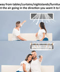 Couple using 4 Pack Transparent Adjustable Air Deflectors For Vents And Ceiling Registers 8.5 To 15 Inches Magnetic Mount Easy Fit