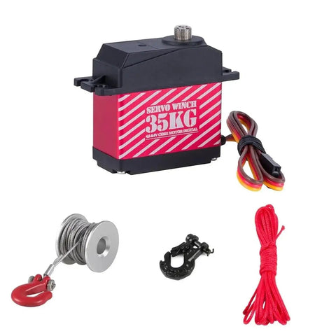 5 In 1 Wrecker Kit For 1 To 10 Scale RC Crawlers With Aluminum CNC Build Dual Winch And Servo Brackets featuring 35KG servo winch