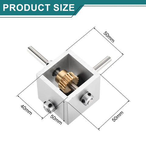 90 Degree Right Angle Worm Gearbox 1 To 20 Reduction Gearbox with 1 Module 20 Teeth, aluminum frame, and 8mm shaft, 50x50mm size
