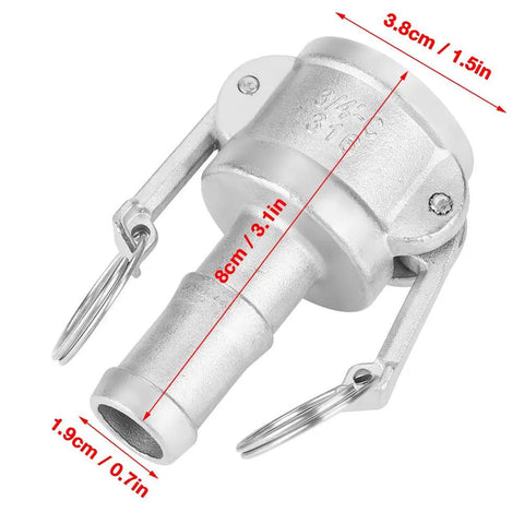 Straight Up Heavy Duty 316 Stainless Steel Camlock Coupling Quick Connect Pipe Fitting For Hydraulic Systems and Female Hose Lines Built Tough For Commercial Sites Featuring No Sweat Slide Handle Assembly, DN20 size