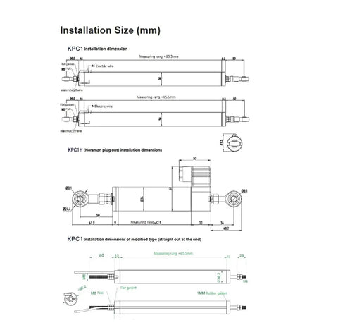 Diagram of Displacement Sensor KPC1H 325mm To 700mm Articulated Linear Potentiometer Position Sensor Electrical Ruler With Hersman Plug