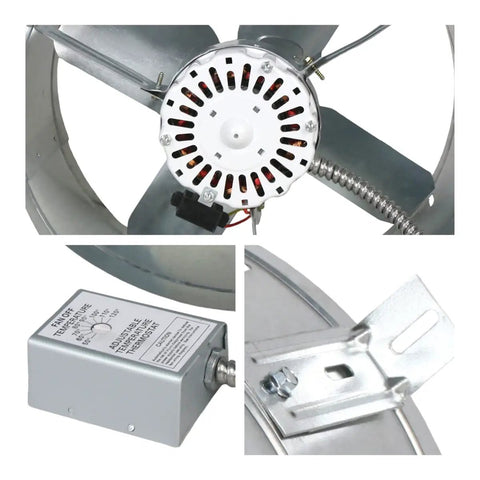 Details of Gable Mount Attic Ventilator With 14 Inch Blade And 2.6 Amp Motor, Thermostat Controlled Exhaust Fan For Up To 1850 Sq Ft