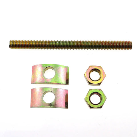 Six Sets Solid Half Moon Three In One Connector Bolts Kit for Large Countertop Furniture and Bed Frame Hardware displayed
