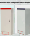 Heavy Duty Outdoor Metal Electrical Enclosure Junction Box Waterproof Floor Standing IP30 Coated Cold Rolled Steel Weatherproof Cabinet For Outdoor Use 120x60x40cm 47x24x16in Rust Resistant Easy Clean Surface Built Tough For The Elements bottom vent view