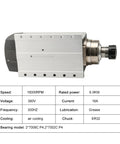 6.0kW CNC Spindle Motor With ER32 Quick Change System, Heavy Duty Ceramic Ball Bearings, High Speed Air Cooled Design, A Legit Powerhouse Beast For Wood Metal Engraving, side view showing air cooling features.