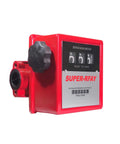 1 Inch Mechanical Fuel Meter For Diesel And Gas Transfer Pumps, Heavy Duty Flow Meter With Big Dial Display, Resettable Three Subtotals Readouts And Six Digit Total, Built For High Viscosity Liquids Like Oil, Lubes And Fuel, red housing