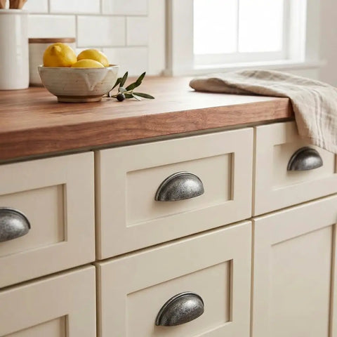Top Tier Weathered Nickel Cabinet Handles 25 Pack 3 Inch Hole Spacing For Kitchens And Baths Featuring Rock Solid Build on cream cabinets.