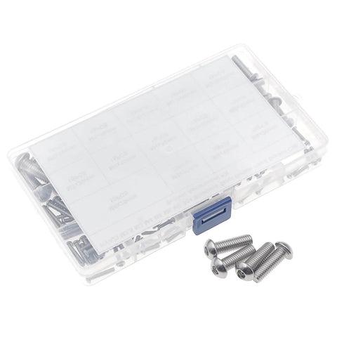 Dope Metric Socket Cap Screws Set 185-Piece Assortment Kit, M2.5 M3 M4 M5 M6 M8, Stainless Steel 304 in a clear plastic case