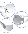 Detailed view of Heavy Duty Safety Glasses With Straight Up UV Block And Blue Cut For Any Desk Grind Or Backyard Hustle Comfortable Grip Design Gray Frames Clear Lenses.