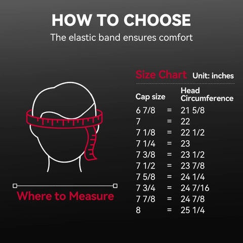 Size chart for Reversible Welding Cap With Elastic Retractable Band For All Day Comfort 8 Panel Welders Hat Made From Fireproof Cotton 10 oz