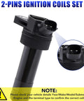 Close-up of 2-pin ignition coil from Ignition Coil Pack And Spark Plug Set For 2012 2013 2014 2015 2016 Hyundai Elantra Tucson Kia Soul Forte 2.0L And 1.8L L4 Replaces UF651 C1804 Plug And Play Easy Install No Fuss Durability For Reliable Starts
