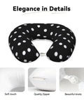 Polka Dot U Shaped Travel Pillow With Memory Foam Core For Naps On Planes Cars And At Home Or In The Office Providing Cervical Neck Support And Super Cozy All Day Comfort