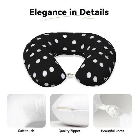 Polka Dot U Shaped Travel Pillow With Memory Foam Core For Naps On Planes Cars And At Home Or In The Office Providing Cervical Neck Support And Super Cozy All Day Comfort