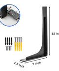 Heavy Duty 12x7 Inch Shelf Brackets Set Of 4, No Fuss L Style Corner Braces, Die Cast Premium Alloy Metal, 90 Degree Vertical Mount