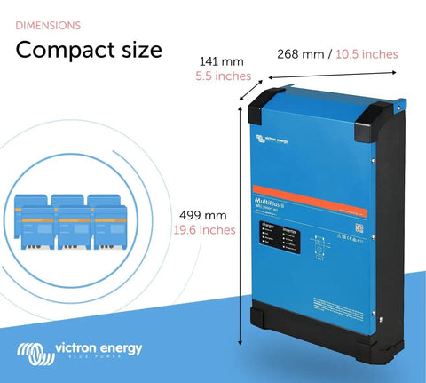 MultiPlus-II Pure Sine Wave Inverter Charger dimensions, compact size, 3000VA, 48-Volt system with PowerControl and PowerAssist