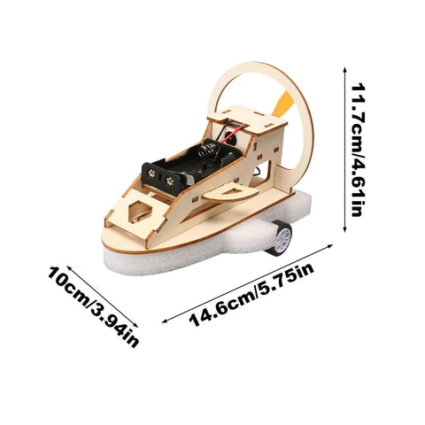 Wooden Vehicle Model Kit For Hands On Mechanical Engineering Fans with precise measurements displayed, showing detailed parts.