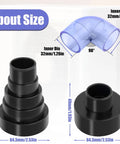 AC Drain Line Vacuum Adapter Kit Pro Grade For PVC Pipe From Three Quarter Inch To Two Inch size dimensions